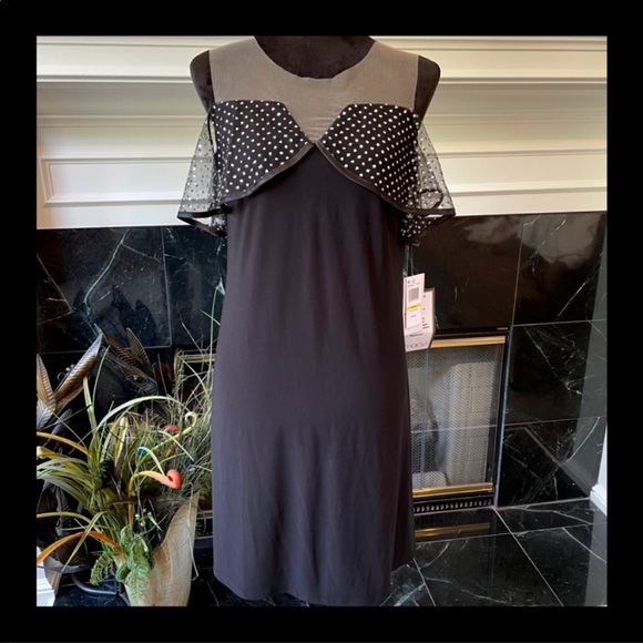 NWT ~MSK SHORT BLACK COCKTAIL DRESS W/GLITZY BODICE FLOUNCE - Picture 8 of 10